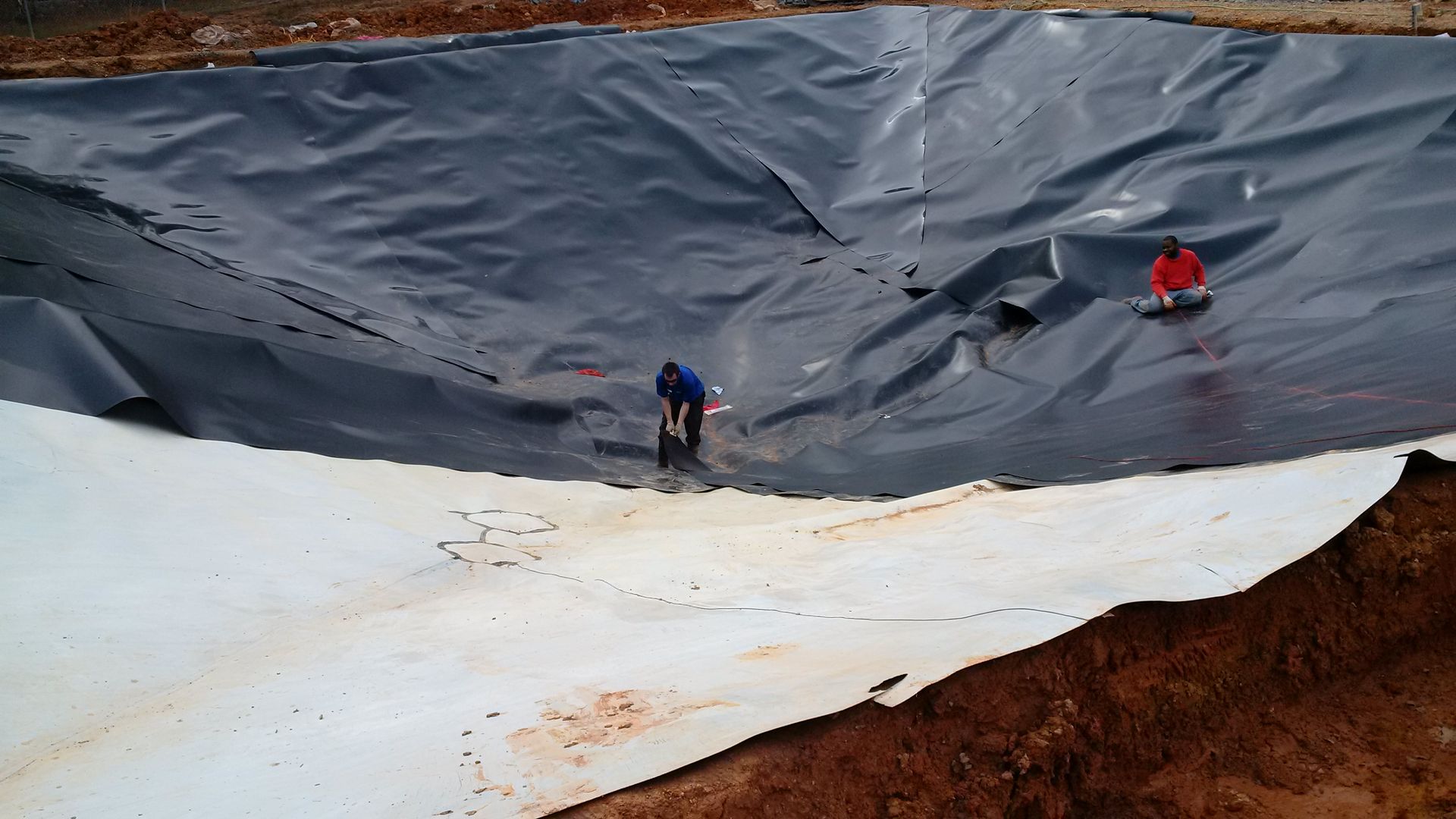 Lagoon liner installation, eastern North Carolina