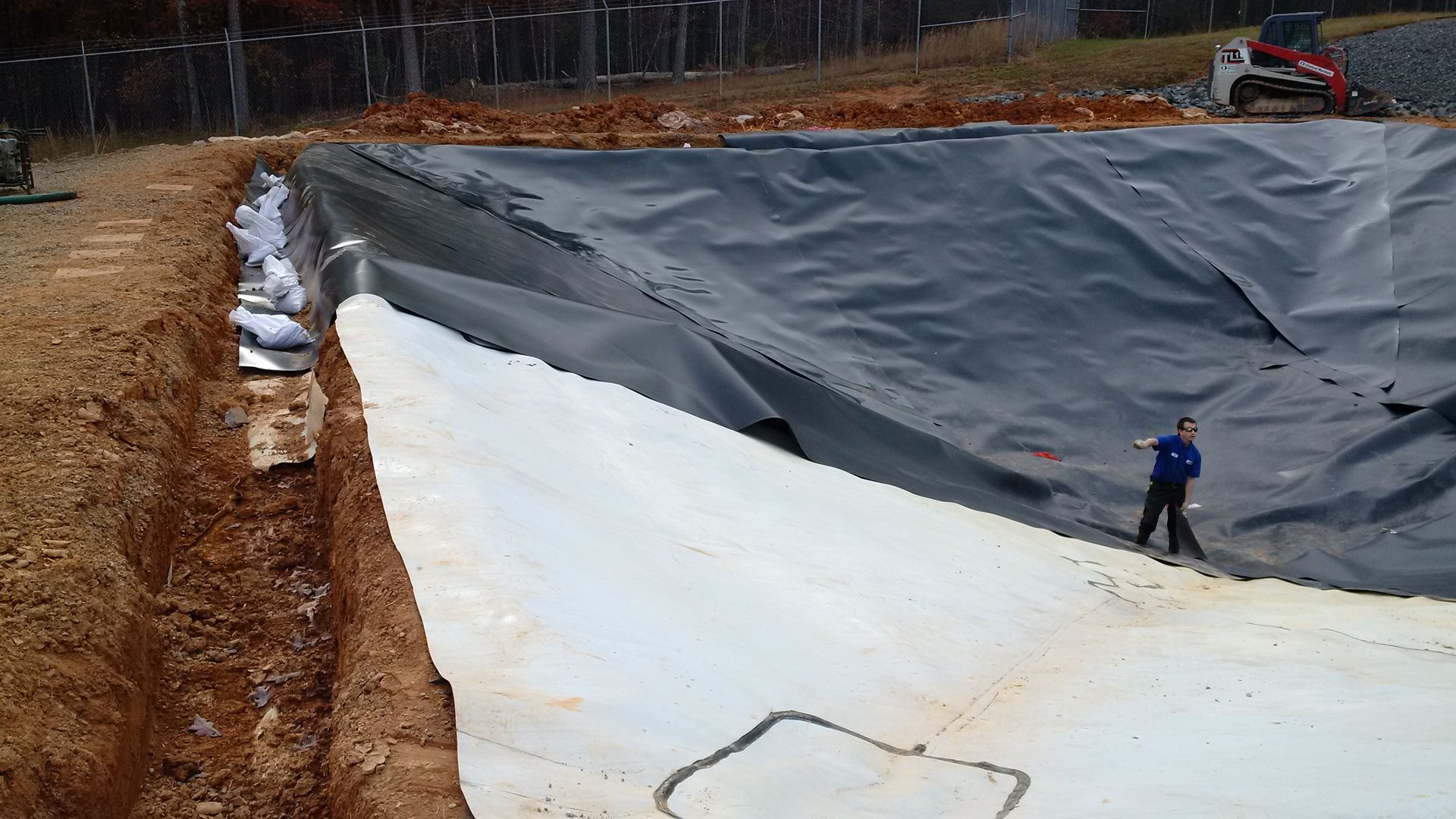 Lagoon liner installation, eastern North Carolina