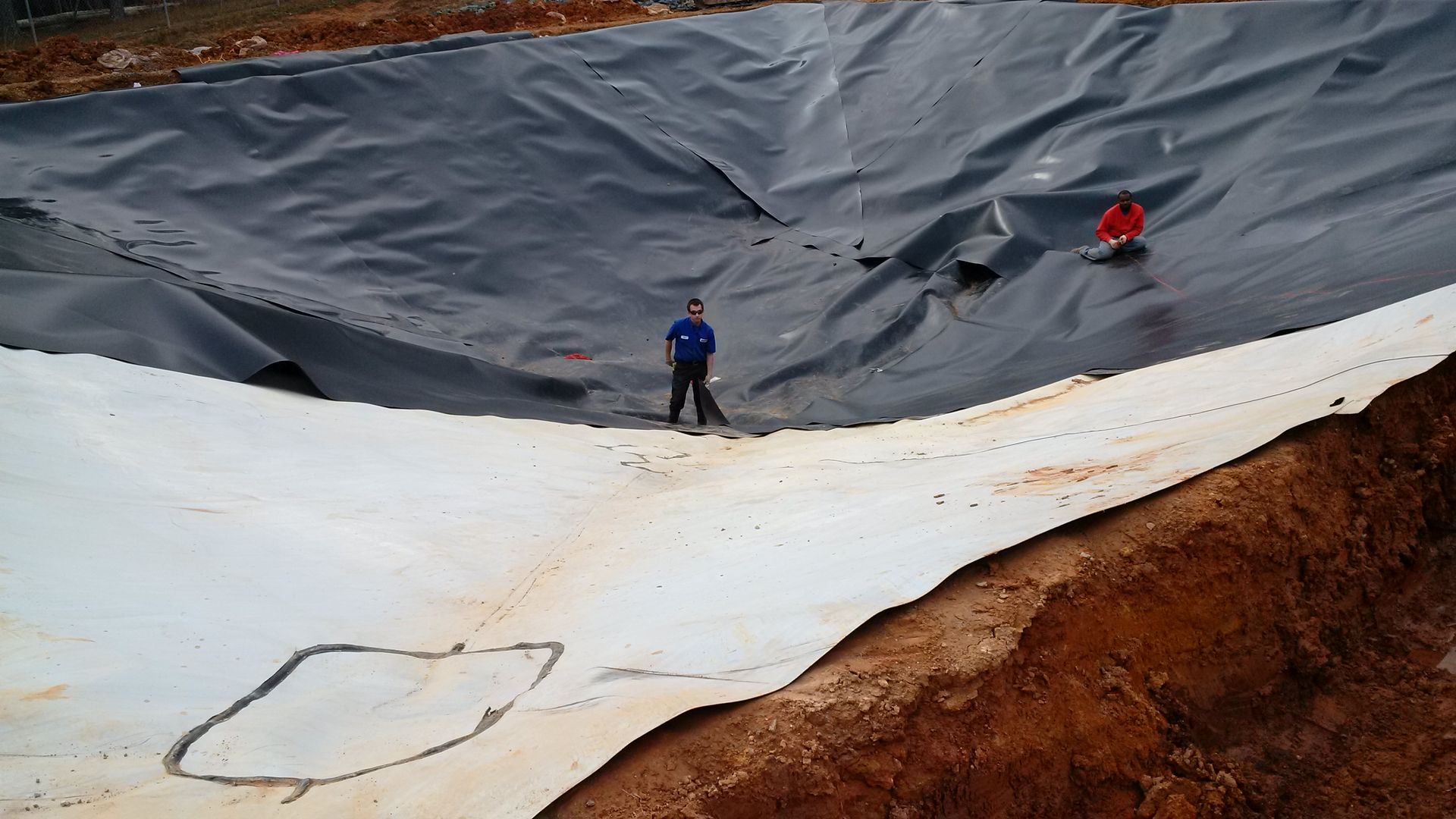Lagoon liner installation, eastern North Carolina