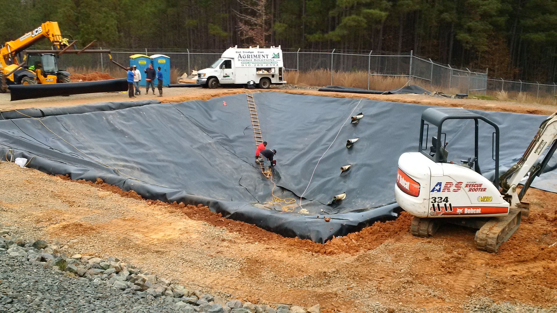 Lagoon liner installation, eastern North Carolina