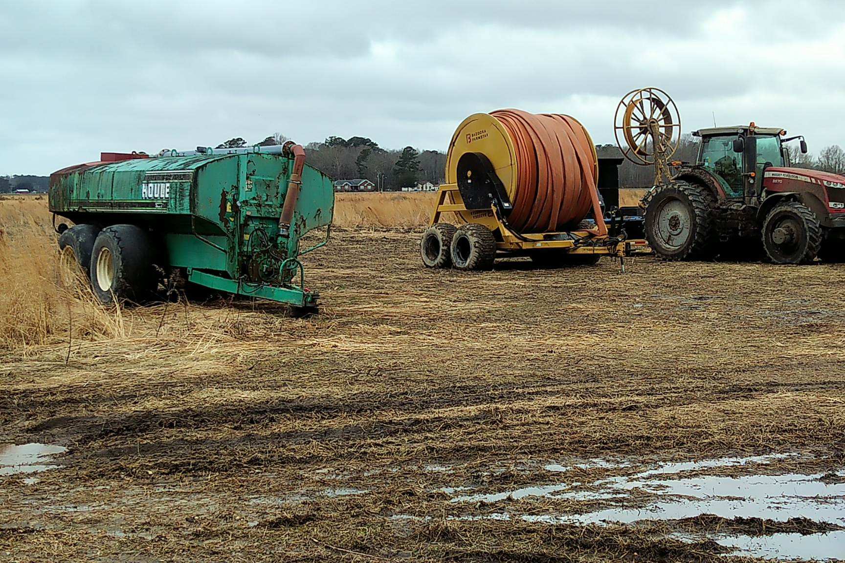 ASI tractor, tanker and hose reel in the field